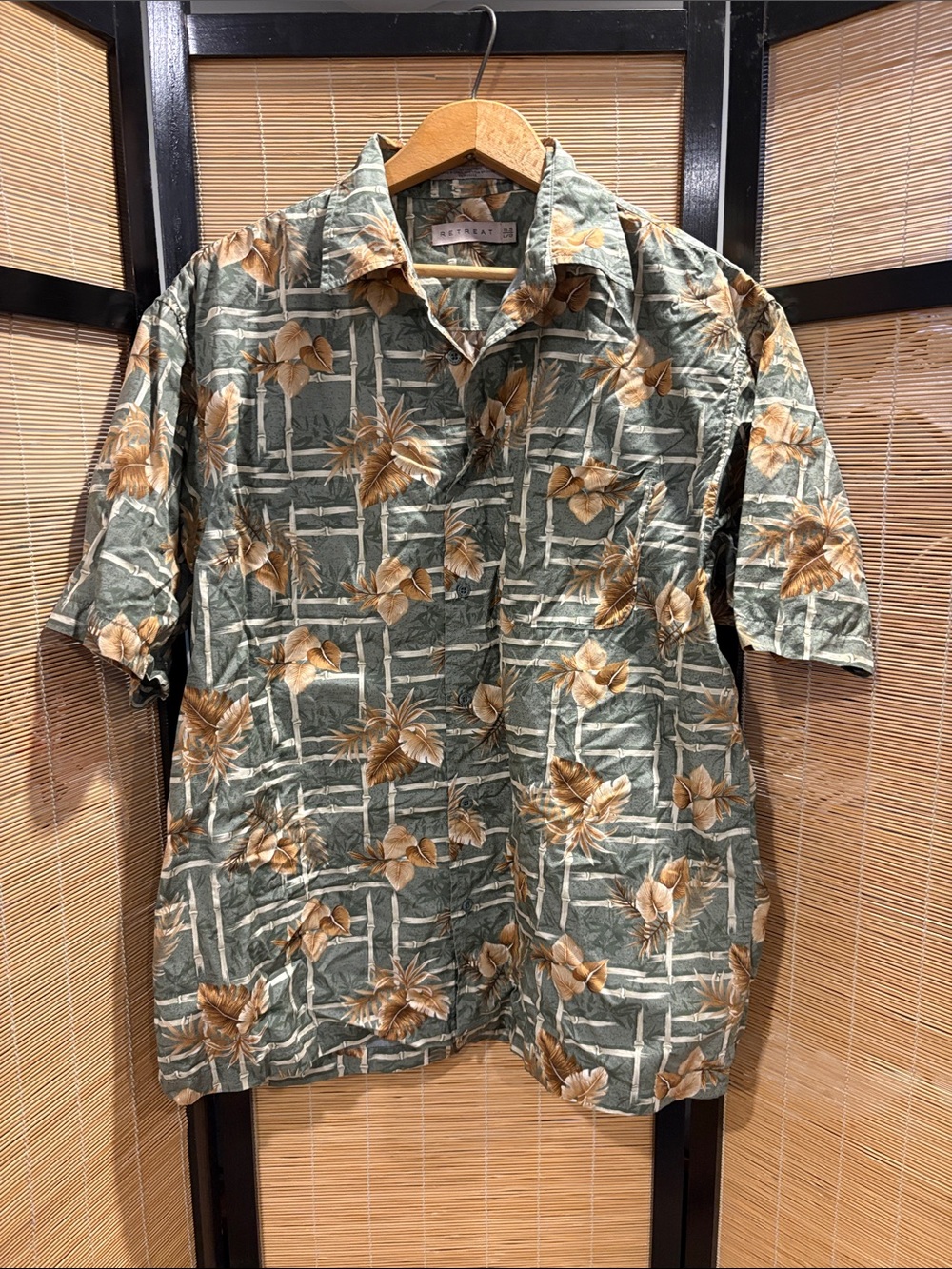 Vintage Hawaiian Short-Sleeve Shirt - Green & Tan